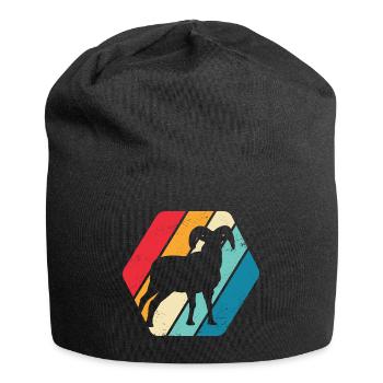 Mouflon Wild Sheep Animal Mountain Forest Nature Retro - Jersey Beanie - black - Front