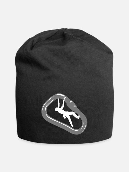 Klettern, Karabiner und Kletterer - Jersey-Beanie - Schwarz