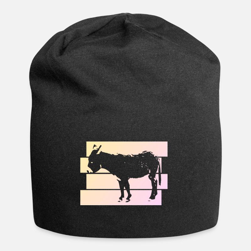 Cute Dwarf Donkey Friend Gift - Jersey Beanie - black