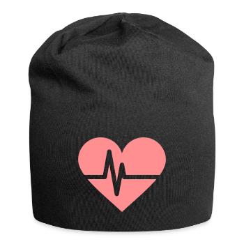 Heartbeat Herz Herzschlag - Jersey Beanie - black - Front