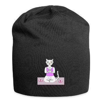 Yoga chat yoga chat bien-être détente - Bonnet en jersey - noir - Devant