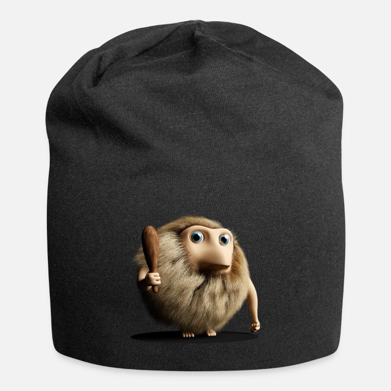 Neandertaler Neanderthaler Urmensch mit Keule - Jersey-Beanie - Schwarz
