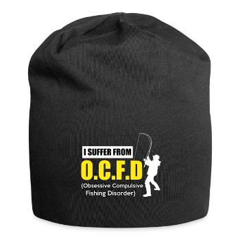 Angeln Fischen Angelrute Fischfang Geschenk - Jersey-Beanie - Schwarz - Vorne