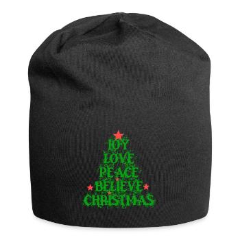 Joy Love Peace Believe Christmas - Jersey Beanie - black - Front