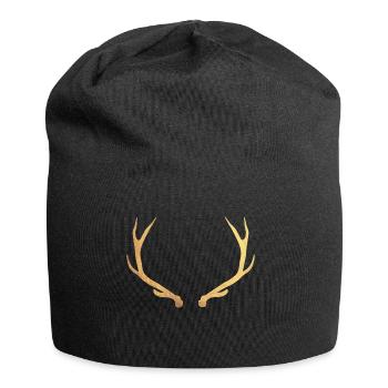 Gold Hirsch - Hirschgeweih - Jersey-Beanie - Schwarz - Vorne