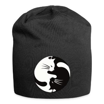 2 Katzen schmusen ,ying yang - Jersey-Beanie - Schwarz - Vorne