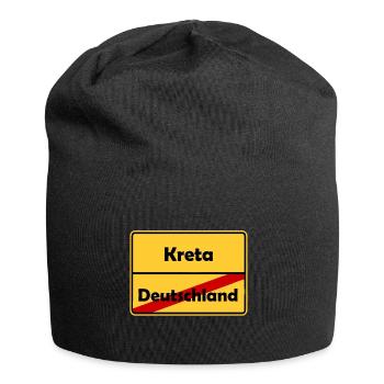 Auswandern nach Kreta! Ortsschild Desing. - Jersey-Beanie - Schwarz - Vorne