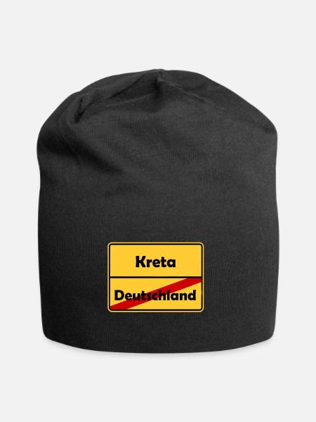Auswandern nach Kreta! Ortsschild Desing. - Jersey-Beanie - Schwarz