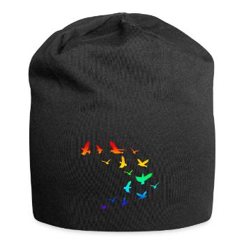 Vogelschwarm Vögel Regenbogen - Jersey-Beanie - Schwarz - Vorne