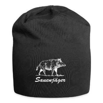 SAUENJÄGER WILDSCHWEIN WILDSAU Geschenkidee Motiv - Jersey-Beanie - Schwarz - Vorne