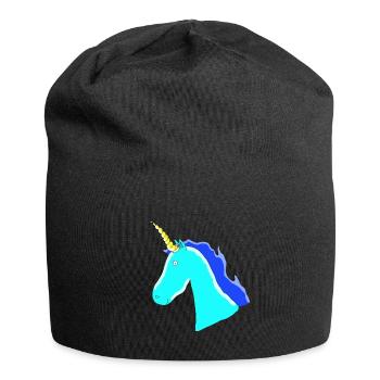 Einhorn Unicorn Geschenk Idee Blau Horn Schweif - Jersey-Beanie - Schwarz - Vorne