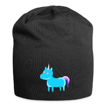 Einhorn Unicorn Himmelblau Geschenk Idee Schweif - Jersey-Beanie - Schwarz - Vorne