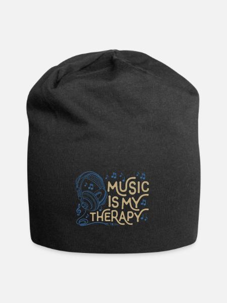 music is my therapy - Jersey-Beanie - Schwarz