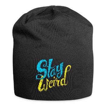 Stay Weird - Verrückte Street Art Typografie - Jersey-Beanie - Schwarz - Vorne