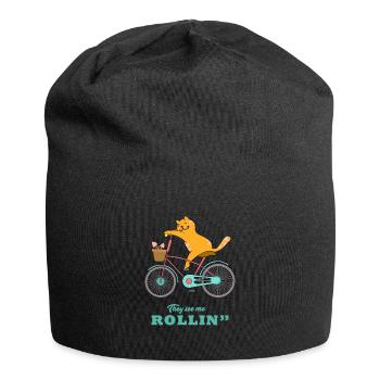 Lustige Katze - Jersey-Beanie - Schwarz - Vorne