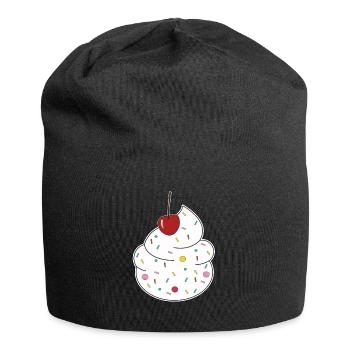Sahne Kirsche - Jersey-Beanie - Schwarz - Vorne