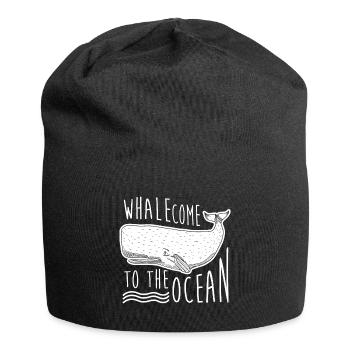 Baleine bienvenue océan cadeau mammifère marin - Bonnet en jersey - noir - Devant