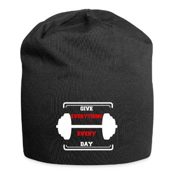 motivation fitness dumbbell training muscle building - Jersey Beanie - black - Front