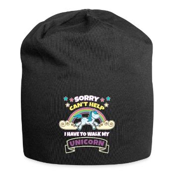 Einhorn - Jersey-Beanie - Schwarz - Vorne