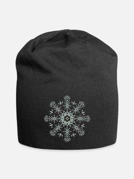 Schneeflocken-Ornament - Jersey-Beanie - Schwarz