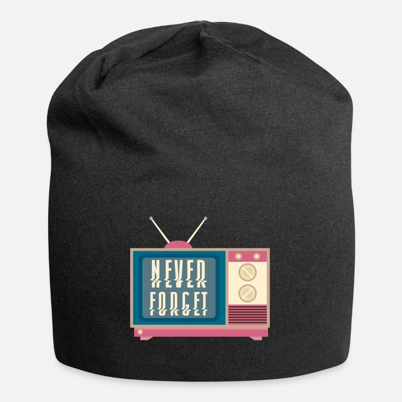 Never Forget VHS Cassette Disk Eighties Retro - Jersey Beanie - black