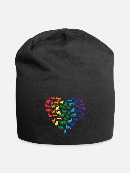 Tierliebe - Regenbogen Herz - Jersey-Beanie - Schwarz