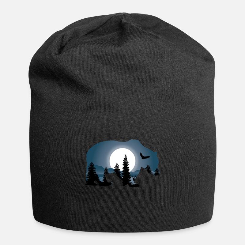 Bär - Jersey-Beanie - Schwarz