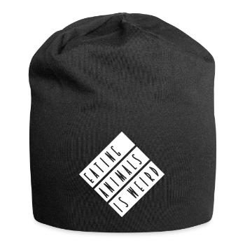 EATING ANIMALS IS WEIRD - stripes - Jersey Beanie - black - Front