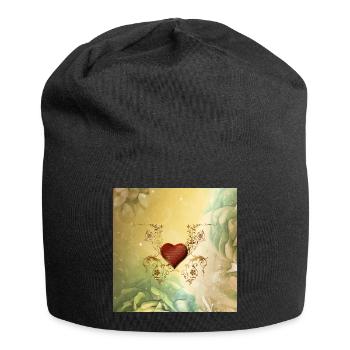 Wundervolles dekoratives Herz - Jersey-Beanie - Schwarz - Vorne