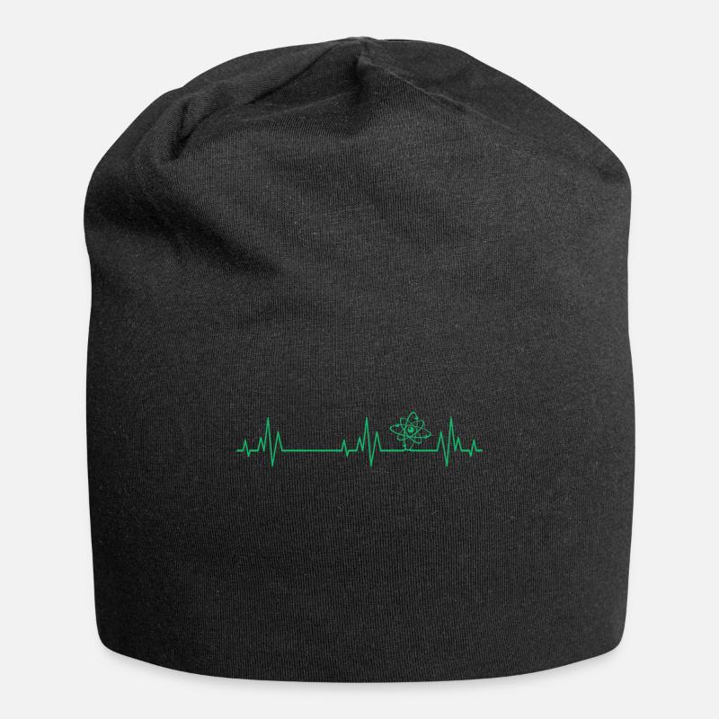 Atom Physik Herzschlag Physiker Lehrer Geschenk - Jersey-Beanie - Schwarz