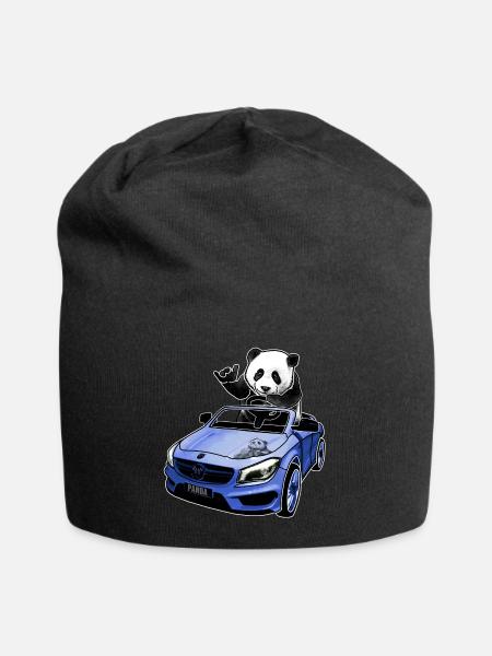 panda im auto geschenkidee - Jersey-Beanie - Schwarz