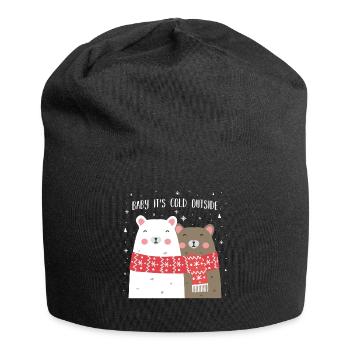 Weihnachten Bär niedliche Tiere Winter Schnee - Jersey-Beanie - Schwarz - Vorne