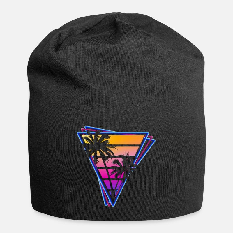 Logo Vaporwave Synthwave de Retro Wave Palms - Bonnet en jersey - noir