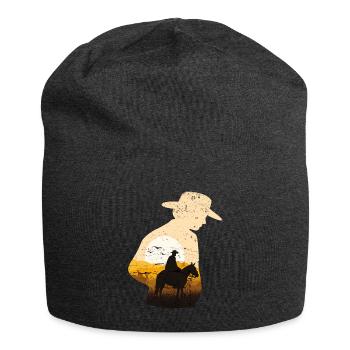Cowboy Sunset Vintage Western - Jersey Beanie - charcoal grey - Front