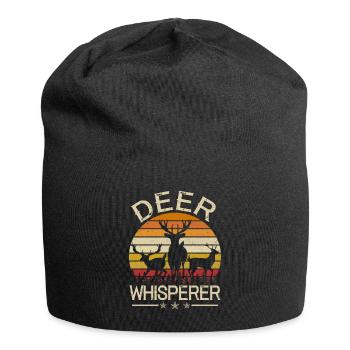 Hirsch Hirschgeweih Hirsche Retro Vintage - Jersey-Beanie - Schwarz - Vorne