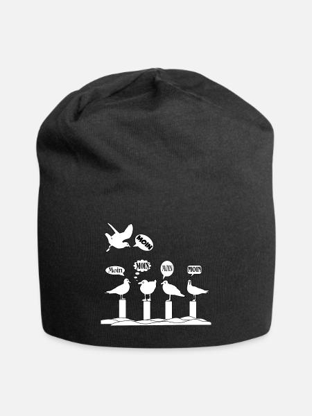 Moin Möwen am Strandpfad - Jersey-Beanie - Schwarz