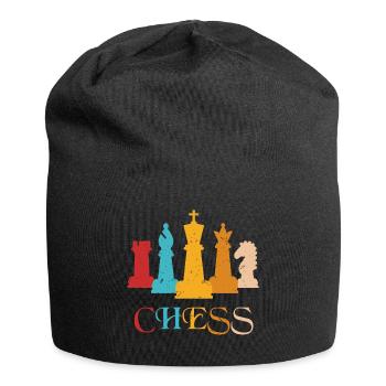Échiquier échiquier échecs - Bonnet en jersey - noir - Devant