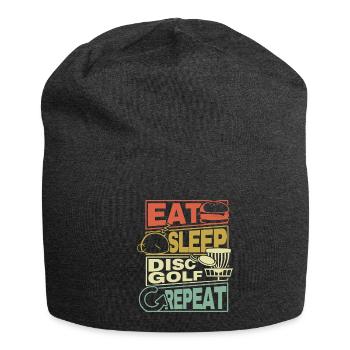 Eat Sleep Disc Golf Repeat Frisbee Geschenk Gift - Jersey-Beanie - Anthrazit - Vorne