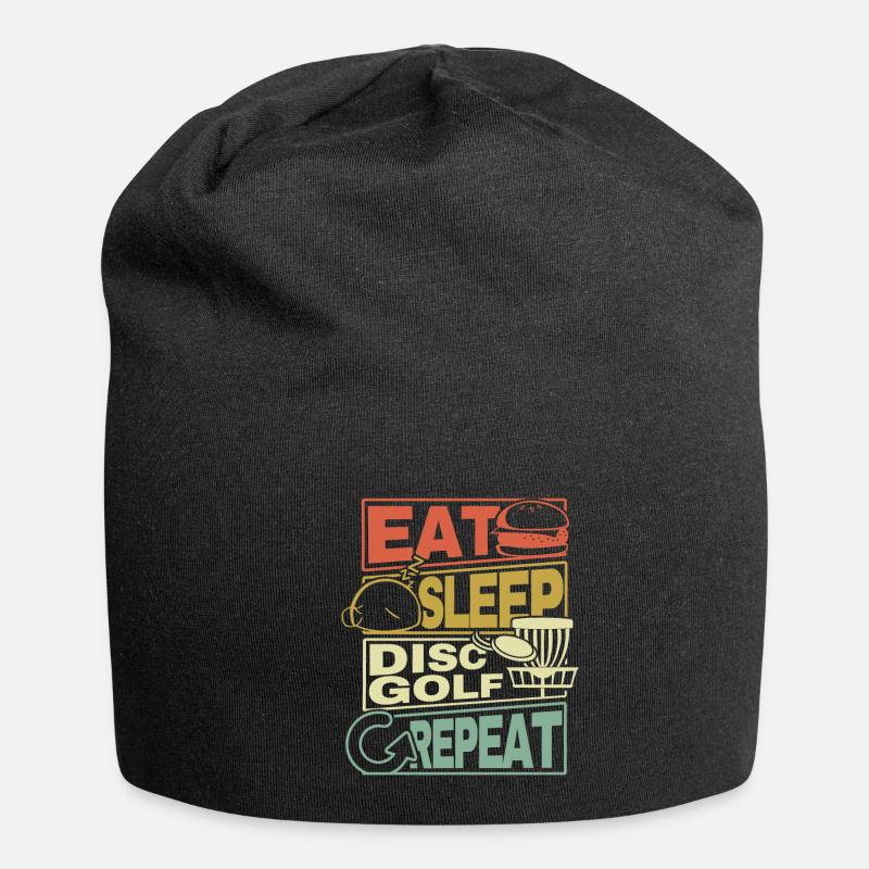 Eat Sleep Disc Golf Repeat Frisbee Geschenk Gift - Jersey-Beanie - Schwarz
