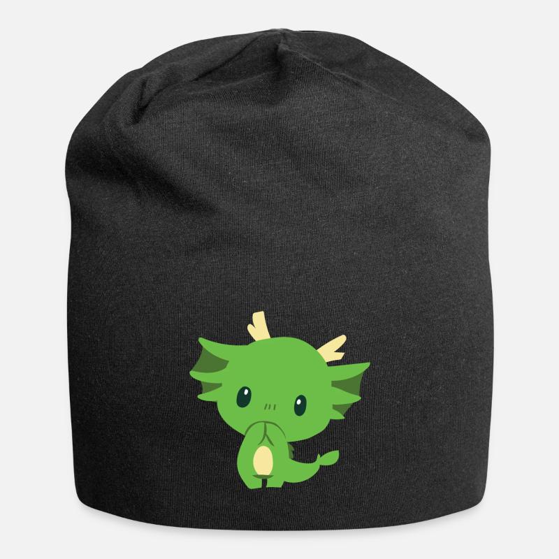Kleiner grüner Drache - Jersey-Beanie - Schwarz