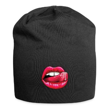 Lick the Lips colorful - Jersey Beanie - black - Front