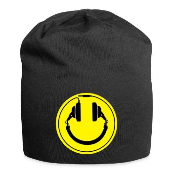 Headphones smiley wire plug - Jersey-Beanie - Schwarz - Vorne