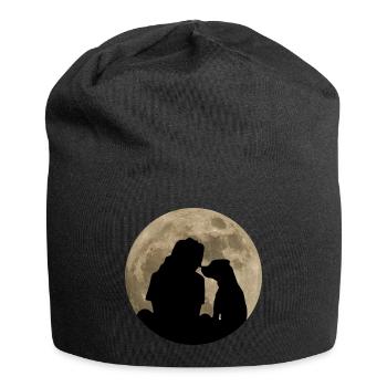 Hund Hundeliebhaber Mond Silhouette Tierfreund - Jersey-Beanie - Schwarz - Vorne