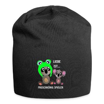 Frog and koala love - love is Valentine's Day - Jersey Beanie - black - Front