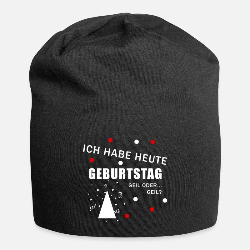 Heute Geburtstag - Jersey-Beanie - Schwarz