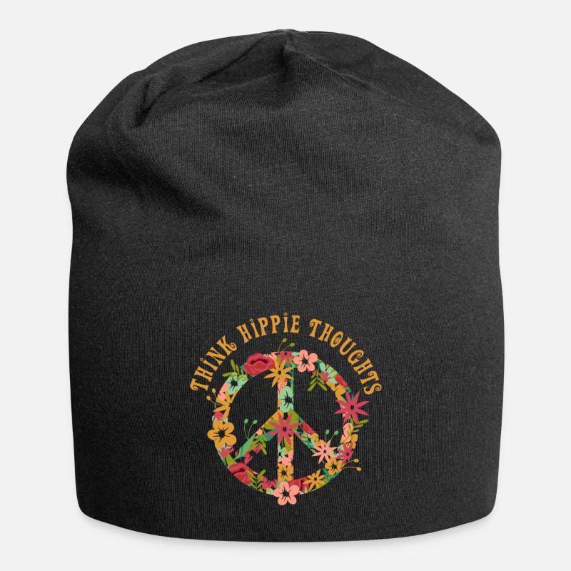 Hippie Hippies Peace Peacezeichen Liebe - Jersey-Beanie - Schwarz