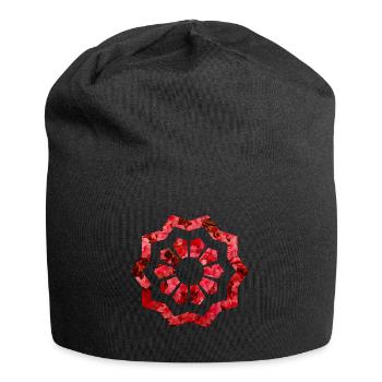 Blumen - Jersey-Beanie - Schwarz - Vorne