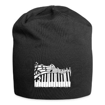 Klavier. Noten. Musik. Piano - Jersey-Beanie - Schwarz - Vorne