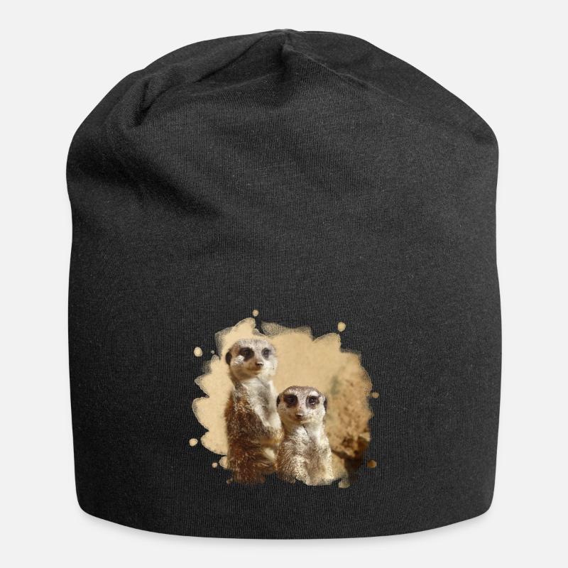 Two meerkats grin into the camera. - Jersey Beanie - black