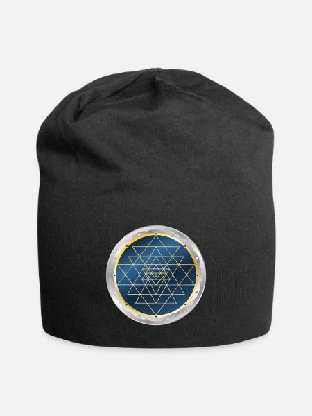 Sri Yantra, Heilige Geometrie - Jersey-Beanie - Schwarz
